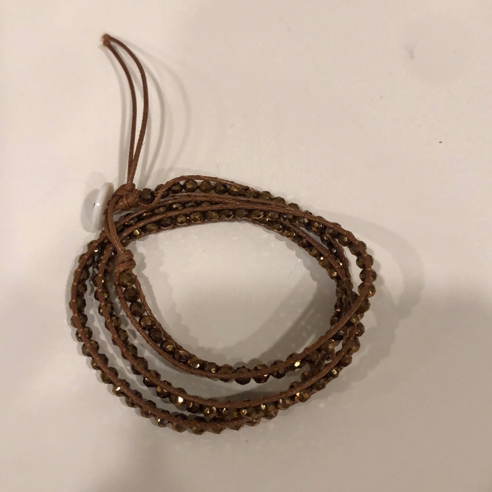 Beaded Wrap Bracelet - Brown/Bronze